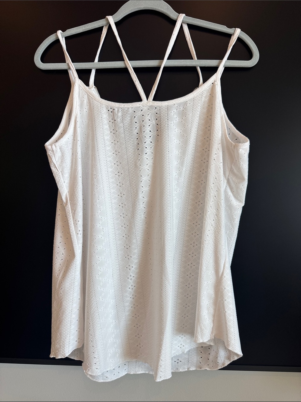 Lightweight White Eyelet Double-Strap Cami Top
